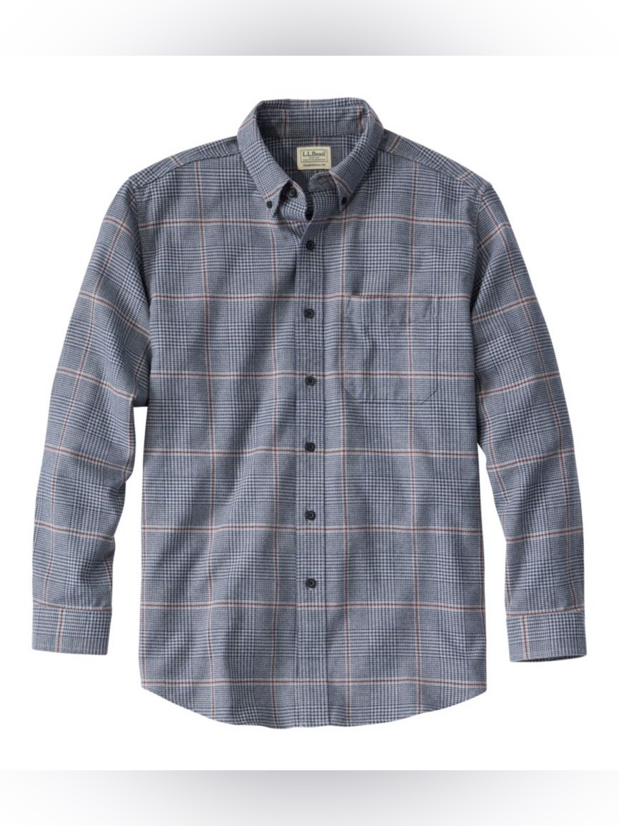 128. L.L. Bean Men's Wicked Good Flannel Shirt, Traditional Fit, Houndstooth L